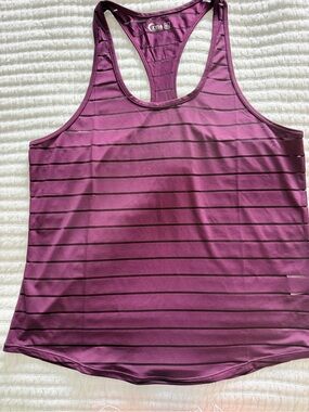 ZYIA Active Plum Striped Performance Tank